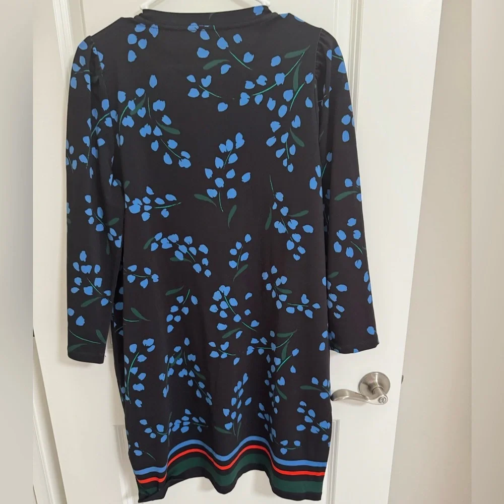 NWT Women's Kate Spade Floral Sea Breeze Tee Dress Black Blue Size